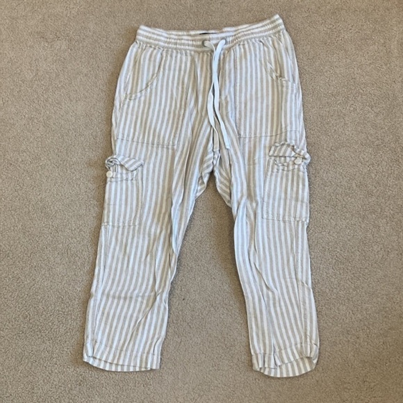 Anthropologie Striped Cream Pants - Picture 2 of 7
